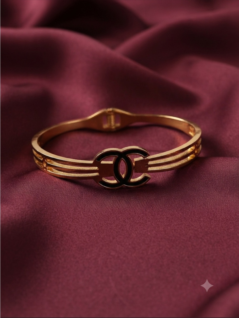 Gold-Tone Double-C Emblem Hinged Bangle Bracelet - Women's Jewelry